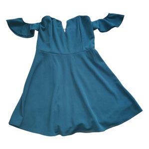 Charlotte Russe Short Teal Flare Dress